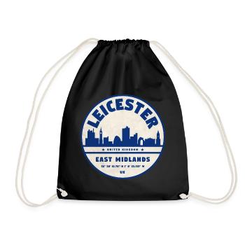 Leicester Skyline Rundlogo Ost Midlands - Turnbeutel - Schwarz - Vorne