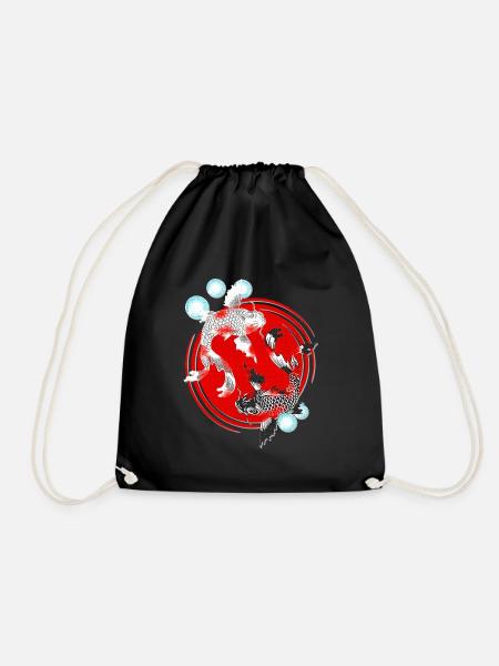 japanische kunst, Koi Karpfen schwarz weiß - Turnbeutel - Schwarz