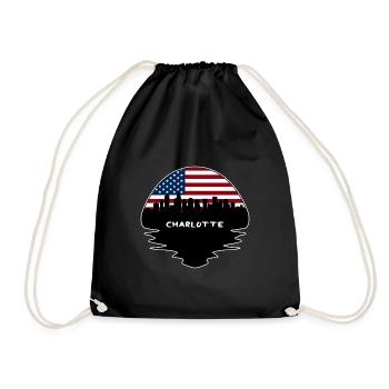 Charlotte North Carolina USA Flagge Skyline Silhouet - Turnbeutel - Schwarz - Vorne