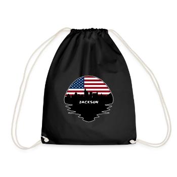 Jackson Mississippi Usa Flag Skyline Silhouette Tr - Drawstring Bag - black - Front