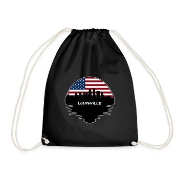 Louisville Kentucky Usa Flag Skyline Silhouette Tr - Drawstring Bag - black - Front