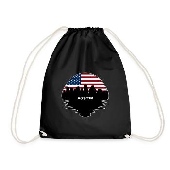 Austin Texas USA Flagge Skyline Silhouette Reisen - Turnbeutel - Schwarz - Vorne