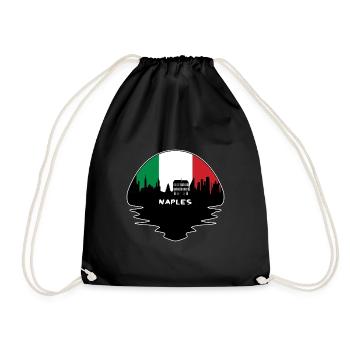 Naples Italy Flag Skyline Silhouette Travel - Drawstring Bag - black - Front
