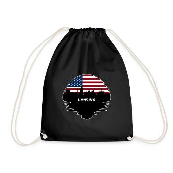 Lansing Michigan USA Drapeau Skyline Silhouette Trave - Sac de sport léger - noir - Devant