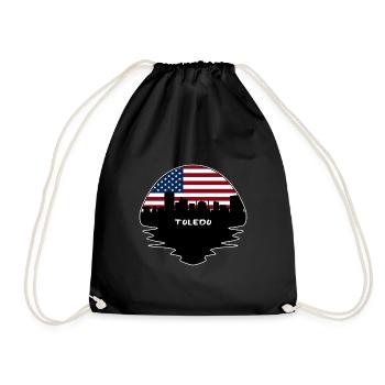 Toledo Ohio USA Flagge Skyline Silhouette Reisen - Turnbeutel - Schwarz - Vorne