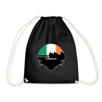 Limerick Ireland Flag Skyline Silhouette Travel - Drawstring Bag - black - Front