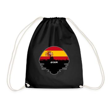 Gijon Spanien Flagge Skyline Silhouette Reisen - Turnbeutel - Schwarz - Vorne