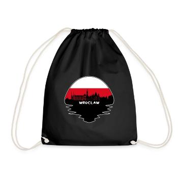 Breslau Polen Flagge Skyline Silhouette Reisen - Turnbeutel - Schwarz - Vorne