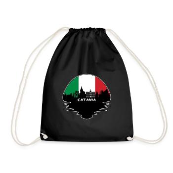 Catane Italie Drapeau Skyline Silhouette Travel - Sac de sport léger - noir - Devant
