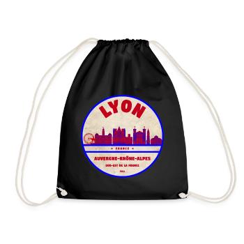 Écusson de la Skyline Vintage de Lyon - Sac de sport léger - noir - Devant