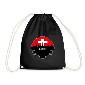 Zurich Suisse Drapeau Skyline Silhouette Travel - Sac de sport léger - noir - Devant