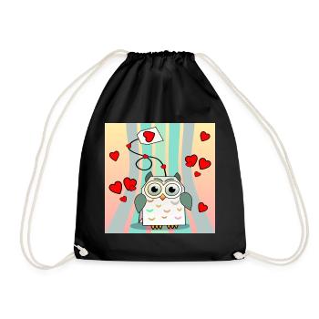 Valentine's Day Animals - Tea Bags Owls - Drawstring Bag - black - Front