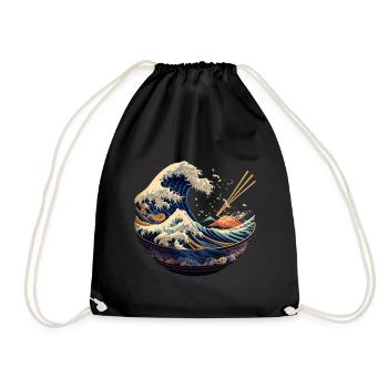 Große Kanagawa japanische Ramen - Turnbeutel - Schwarz - Vorne