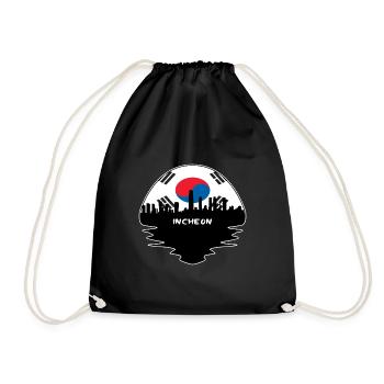 Incheon Corée du Sud Drapeau Skyline Silhouette Voyage - Sac de sport léger - noir - Devant