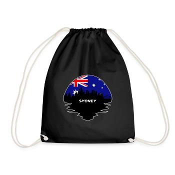 Sydney Australia Flag Skyline Silhouette Travel - Drawstring Bag - black - Front