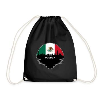 Puebla Mexique Flag Skyline Silhouette Voyage - Sac de sport léger - noir - Devant