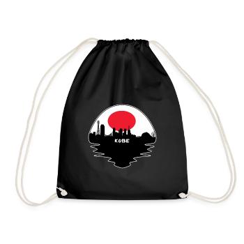 Kobe Japan Flagge Skyline Silhouette Reisen - Turnbeutel - Schwarz - Vorne