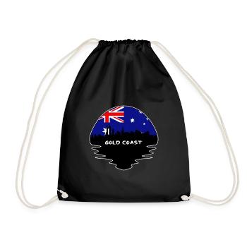 Gold Coast Australia Flag Skyline Silhouette Trave - Drawstring Bag - black - Front
