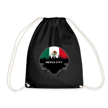Mexico City Mexico Flag Skyline Silhouette Travel - Drawstring Bag - black - Front
