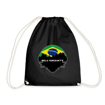 Belo Horizonte Brazil Flag Skyline Silhouette Trav - Drawstring Bag - black - Front