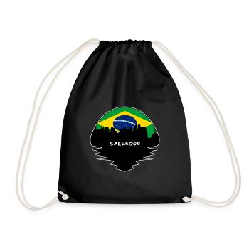 Salvador Brazil Flag Skyline Silhouette Travel - Drawstring Bag - black - Front