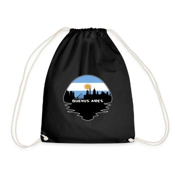 Buenos Aires Argentina Flag Skyline Silhouette Tra - Drawstring Bag - black - Front