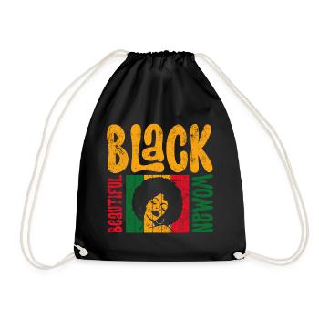 Black Beautiful Woman Black History - Drawstring Bag - black - Front