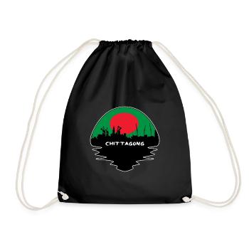 Chittagong Bangladesch Flagge Skyline Silhouette Trav - Turnbeutel - Schwarz - Vorne
