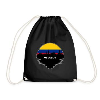 Medellin Kolumbien Flagge Skyline Silhouette Reisen - Turnbeutel - Schwarz - Vorne