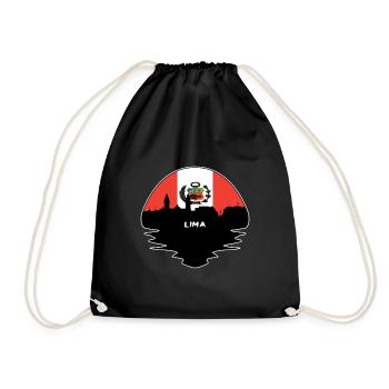 Lima Peru Flagge Skyline Silhouette Reisen - Turnbeutel - Schwarz - Vorne