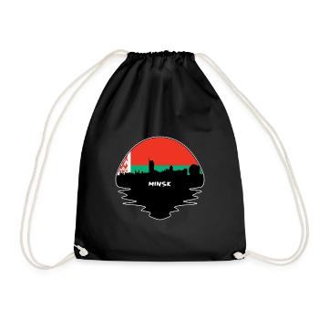 Minsk Belarus Flag Skyline Silhouette Travel - Drawstring Bag - black - Front