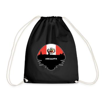 Arequipa Peru Flagge Skyline Silhouette Reisen - Turnbeutel - Schwarz - Vorne