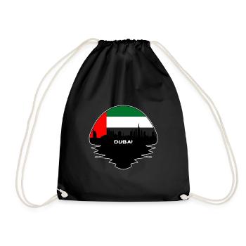 Dubai Uae Flag Skyline Silhouette Travel - Drawstring Bag - black - Front