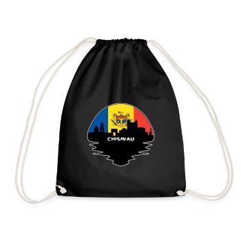 Chisinau Moldova Flag Skyline Silhouette Travel - Drawstring Bag - black - Front