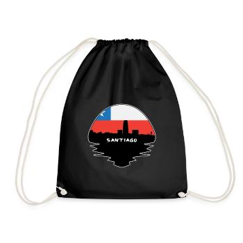 Santiago Chile Flagge Skyline Silhouette Reisen - Turnbeutel - Schwarz - Vorne