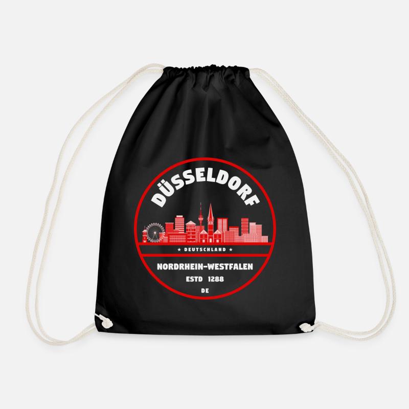 Düsseldorf Skyline Rundlogo - Turnbeutel - Schwarz