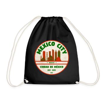 Vintage Seal Mexico City Skyline - Drawstring Bag - black - Front