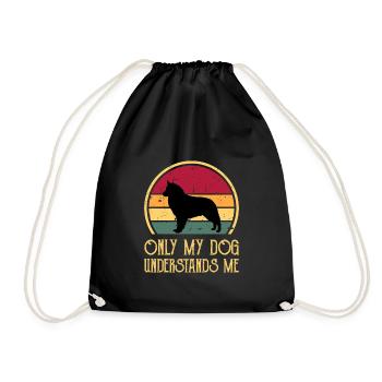 Bohemian Shepherd Dog Love Silhouette Retro Sunset - Drawstring Bag - black - Front