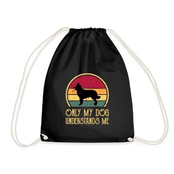 Chien de berger croate Amour Silhouette Rétro Coucher de soleil - Sac de sport léger - noir - Devant