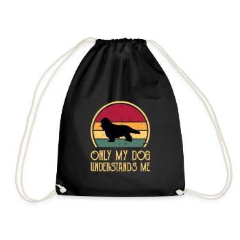 Cavalier Dog Lover Silhouette Vintage Sunset - Drawstring Bag - black - Front