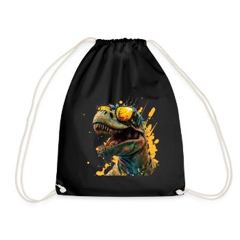 cooler Dinosaurier mit Sonnenbrille - Turnbeutel - Schwarz - Vorne
