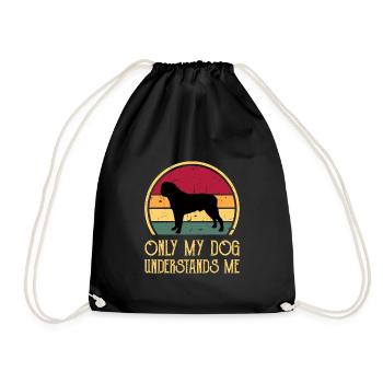 Englisch Mastiff Hund Liebe Silhouette Vintage Sonnenuntergang - Turnbeutel - Schwarz - Vorne