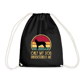 Englisch White Terrier Hund Silhouette Retro Sonnenuntergang - Turnbeutel - Schwarz - Vorne