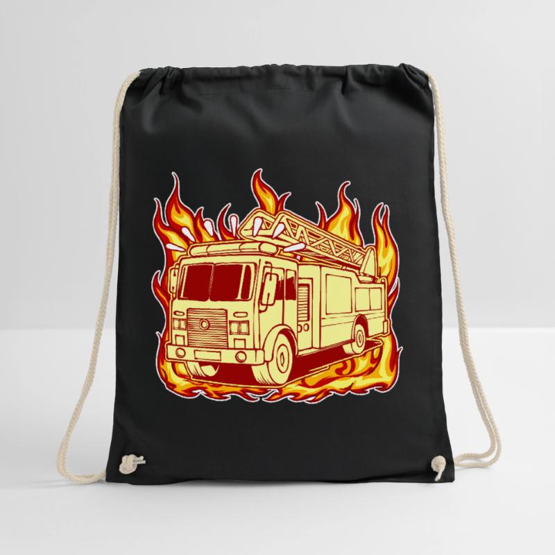 Fire Burning Fire Brigade Fire Engine Fire Protection Drawstring Bag