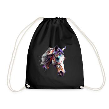Dessin en mosaïque de la tête du cheval - Sac de sport léger - noir - Devant
