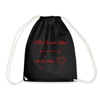 My Great Love begins with the letter I v2 - Drawstring Bag - black - Front