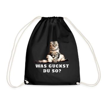 Katze – Was guckst Du so? - Turnbeutel - Schwarz - Vorne