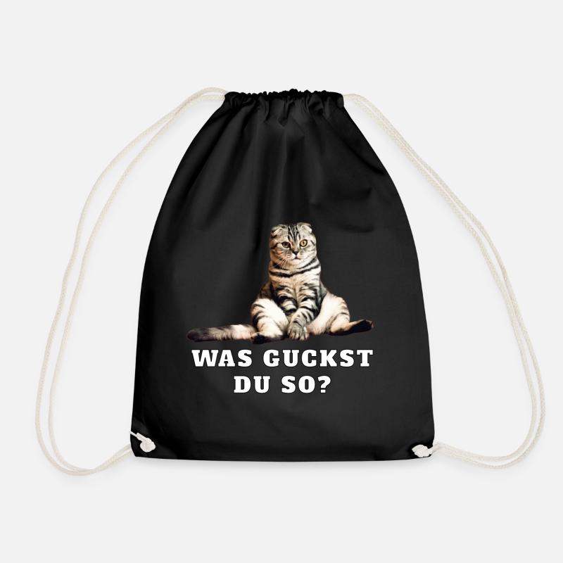 Katze – Was guckst Du so? - Turnbeutel - Schwarz