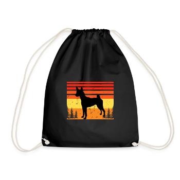 Basenji Hundeliebhaber Silhouette Vintage Sonnenuntergang - Turnbeutel - Schwarz - Vorne