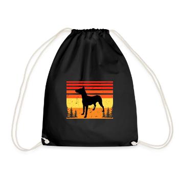 Andalusischer Laufhund Hundeliebhaber Silhouette Retro Sonnenuntergang - Turnbeutel - Schwarz - Vorne